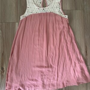 Altar'd State Pink Dress with Cream Lace Detail